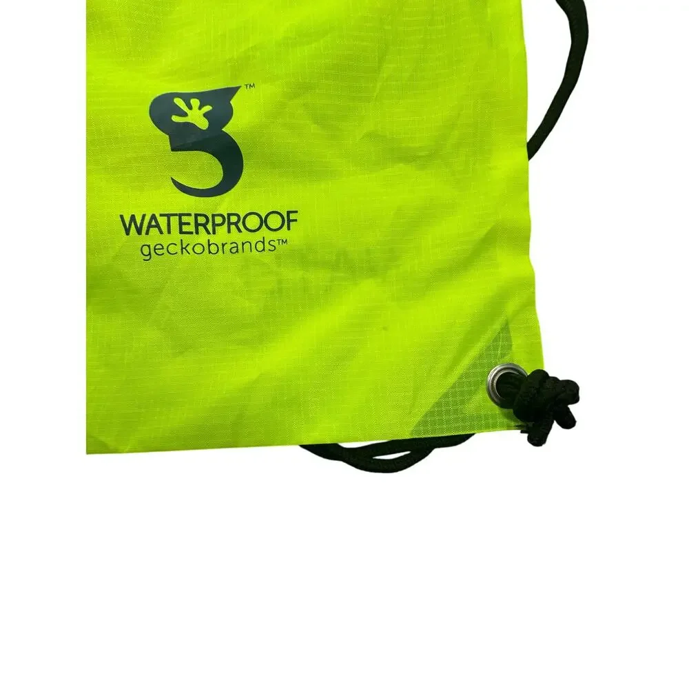 geckobrands Waterproof Drawstring Backpack 10L Neon Green Cinch Dry Bag